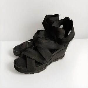 Sorel Black Wedge Sandals